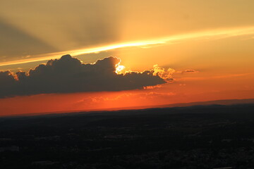 sunset with the sun behind the clouds