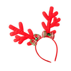 Red Christmas reindeer horns on white background