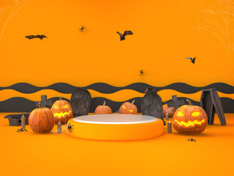 HALLOWEEN DIA DAS BRUXAS 3D CENARIO PODIUM 