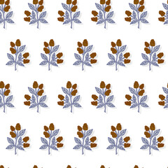 berry blackberry bushes cute hand drawn seasonal autumn harvest vegan vector seamless pattern