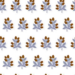 berry blackberry bushes cute hand drawn seasonal autumn harvest vegan vector seamless pattern