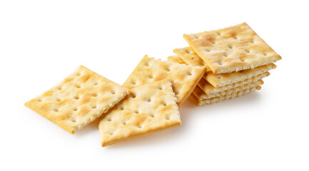 Crackers placed on a white background.