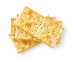 Crackers placed on a white background.