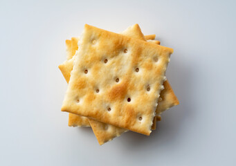 Crackers placed on a white background.
