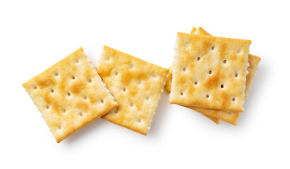 Crackers placed on a white background.