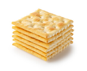 Crackers placed on a white background.
