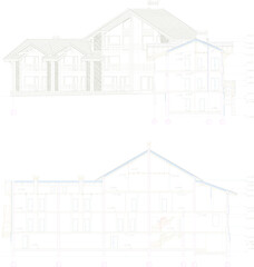 wooden house sketch vector design in the middle of the forest