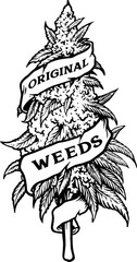 Hemp Silhouette Original Weeds Plants Vector illustrations for your work Logo, mascot merchandise t-shirt, stickers and Label designs, poster, greeting cards advertising business company or brands.