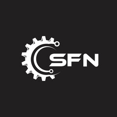 SFN letter technology logo design on black background. SFN creative initials letter IT logo concept. SFN setting shape design.
