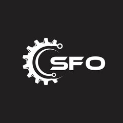 SFO letter technology logo design on black background. SFO creative initials letter IT logo concept. SFO setting shape design.
