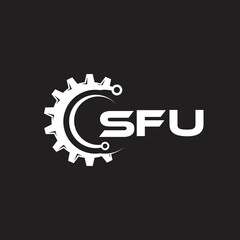 SFU letter technology logo design on black background. SFU creative initials letter IT logo concept. SFU setting shape design.
