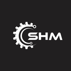 SHM letter technology logo design on black background. SHM creative initials letter IT logo concept. SHM setting shape design.
