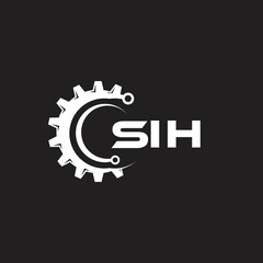 SIH letter technology logo design on black background. SIH creative initials letter IT logo concept. SIH setting shape design.
