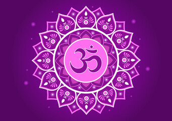 Symbol of Hinduism Flat background Cartoon Hand Drawn Templates Illustration