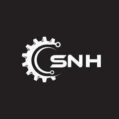SNH letter technology logo design on black background. SNH creative initials letter IT logo concept. SNH setting shape design.
