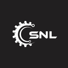 SNL letter technology logo design on black background. SNL creative initials letter IT logo concept. SNL setting shape design.
