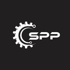 SPP letter technology logo design on black background. SPP creative initials letter IT logo concept. SPP setting shape design.
