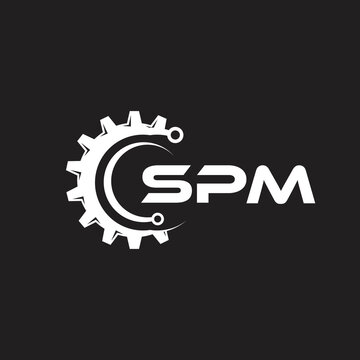 SPM letter technology logo design on black background. SPM creative initials letter IT logo concept. SPM setting shape design.
