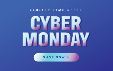 Cyber Monday. Cyber Monday sale horizontal poster or banner for seasonal discounts.