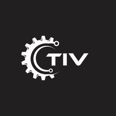 TIV letter technology logo design on black background. TIV creative initials letter IT logo concept. TIV setting shape design.
