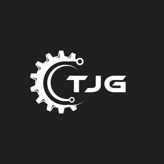 TJG letter technology logo design on black background. TJG creative initials letter IT logo concept. TJG setting shape design.
