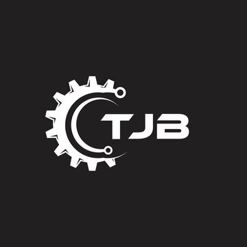 TJB letter technology logo design on black background. TJB creative initials letter IT logo concept. TJB setting shape design.
