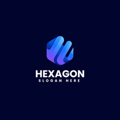 Vector Logo Illustration Hexagon Gradient Colorful Style.