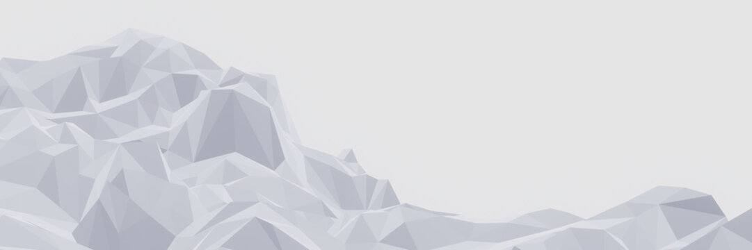3D rendered low polygon ice mountain. Glacial landform. Ice terrain.