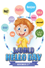 World hello day poster design