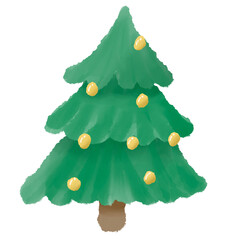 Christmas tree Happy New Year painting decoration element