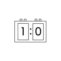 Scoreboard number and stock exchange symbol font with reflections on white. Floating analog airport board countdown timer with hour and minute flip.