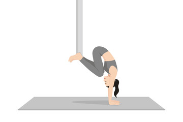 One Legged Handstand Pose Prep Aerial, Eka Pada Adho Mukha Vrksasana Prep Aerial