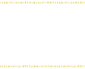 ゴールド＆シルエットなクリスマスモチーフの上下ラインな背景素材
