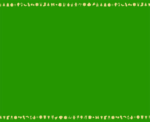 緑＆ゴールドのクリスマスカラーなクリスマスモチーフの上下ラインな背景素材
