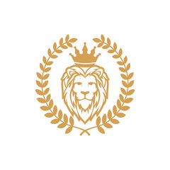 king lion shield luxury logo design transparent background