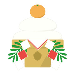 シンプルな鏡餅のイラスト　お正月の飾り　年賀状素材