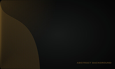 black background with folds of abstract golden lines on the left corner