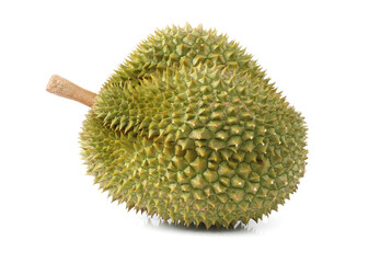 Closeup of durian fruits isolated on white background, Mon Thong durian thai fruit.