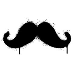 Spray Painted Graffiti moustache icon Sprayed isolated with a white background. graffiti mustache symbol with over spray in black over white. Vector illustration.