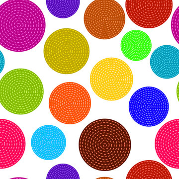 Background with colorful circles and dashed lines