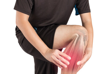 asian man touch calf muscle injury , x-ray calf muscle pain - obrazy, fototapety, plakaty