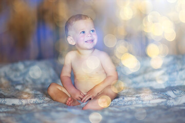 cheerful emotional portrait of a baby smile