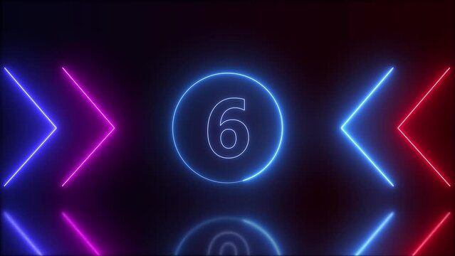 10 seconds countdown timer animation - Neon glowing countdown number