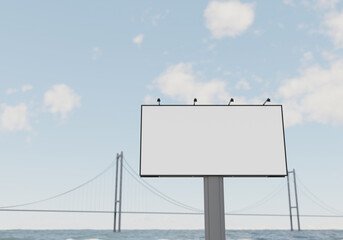 3D mockup blank billboard in downtown rendering