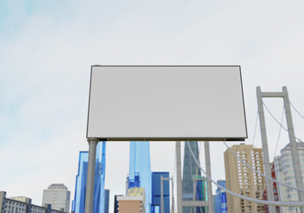 3D mockup blank billboard in downtown rendering
