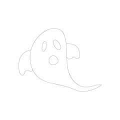 Hand-drawn illustration of a Halloween ghost, scary ghost vector isolated on white background. 