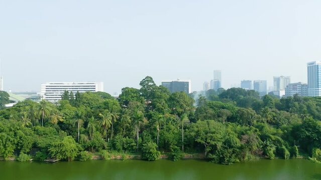 Indonesia Parliament building at misty morning