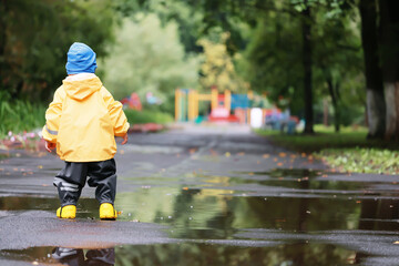 kid park raincoat yellow, fun seasonal wet waterproof outdoor clothing