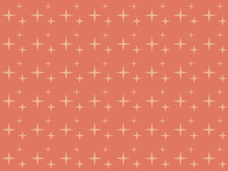 Flat twinkle star or shiny flare pattern on retro orange background