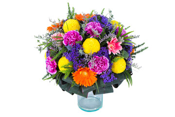 Fototapeta premium Mix flower vase white background